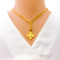 Delightful Delicate 5-Piece 21k Gold Clover Necklace Set 