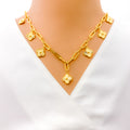 Decorative Charmed 5-Piece 21k Gold Clover Necklace Set