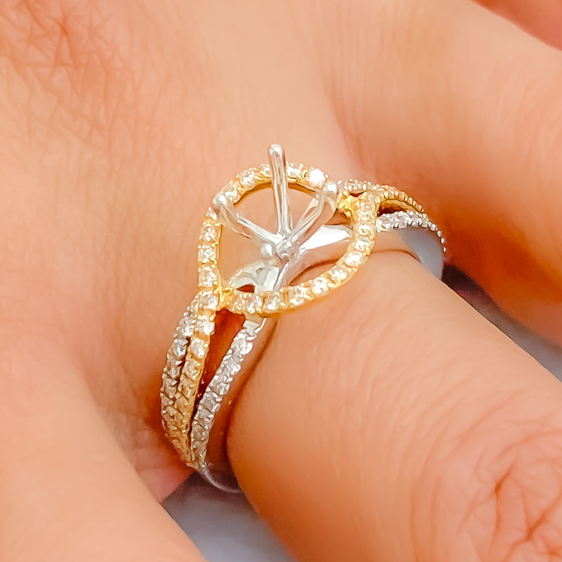 Ornamental Dual Tone 18K Gold + Diamond Setting