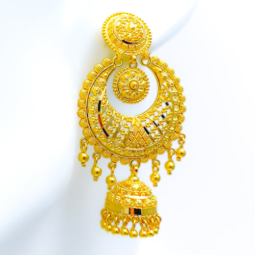 Royal Opulent 22k Gold Dangling Chand Bali 