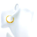 Textured Leaf 22K Gold Hoop Earrings