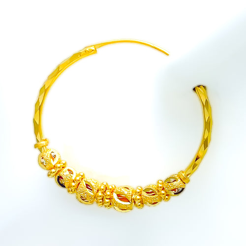 Elegant Cutwork 22K Gold Bali Earrings