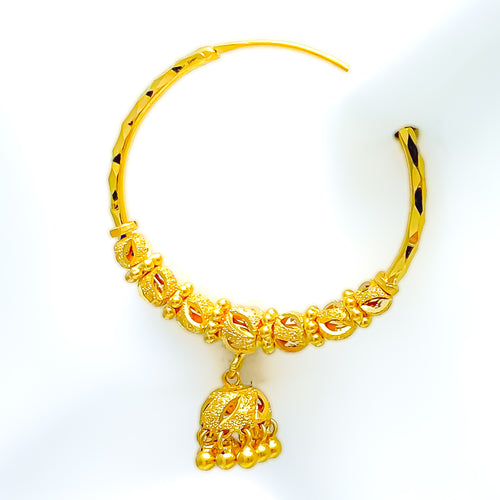 Textured Orb 22K Gold Bali Jhumki Earrings