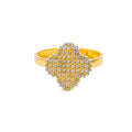 Evergreen Blooming 21K Gold Clover CZ Ring 