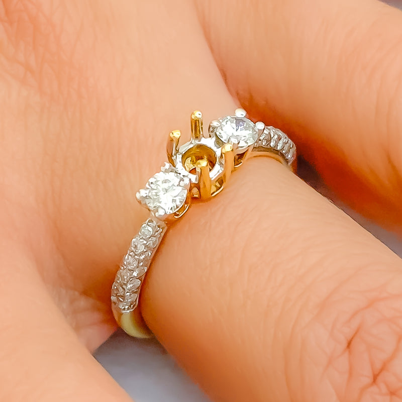 Subtle Stylish 18K Gold + Diamond Setting