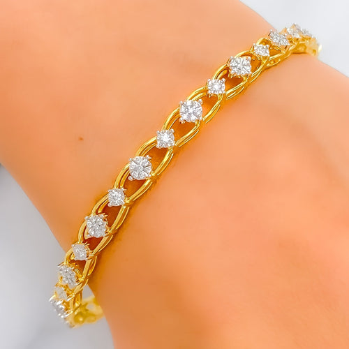 Graceful Sophisticated Diamond + 18k Gold Bangle 