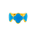 Beautiful Charming 21K Gold Clover Turquoise Enameled Ring 