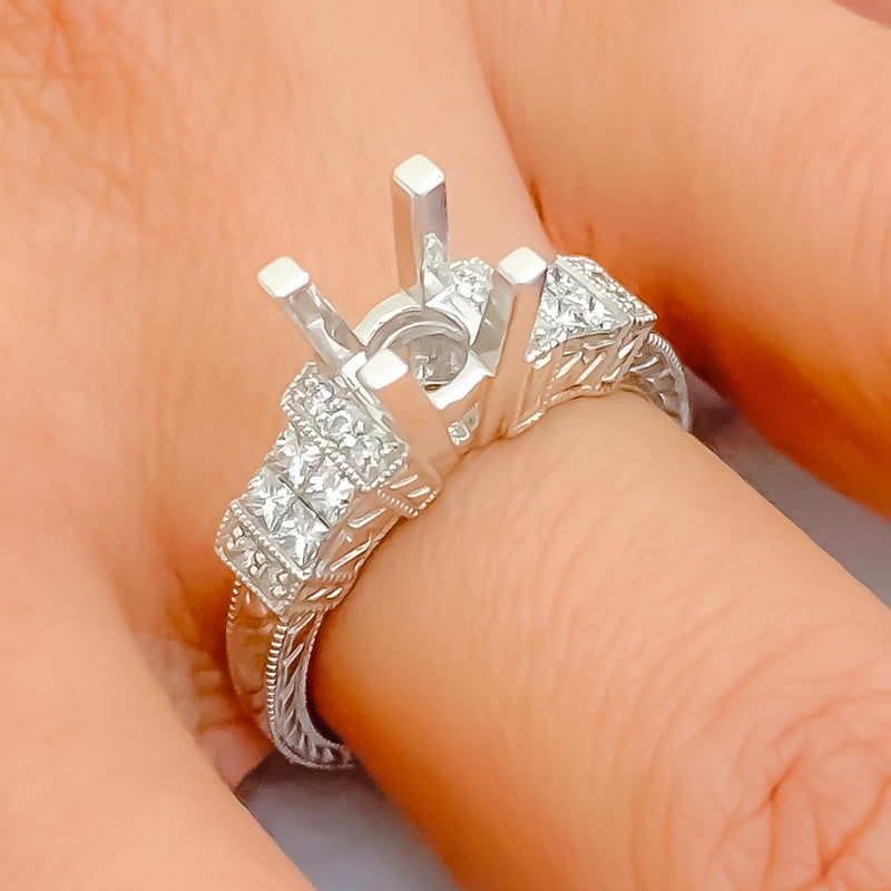 Glistening 18K Gold + Diamond Setting
