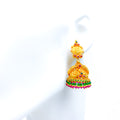 Delightful Floral 22K Gold Antique Jhumki Earrings