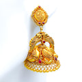 Majestic 22K Gold Antique Peacock Jhumki Earrings