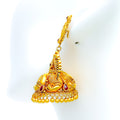 Majestic 22K Gold Antique Peacock Jhumki Earrings