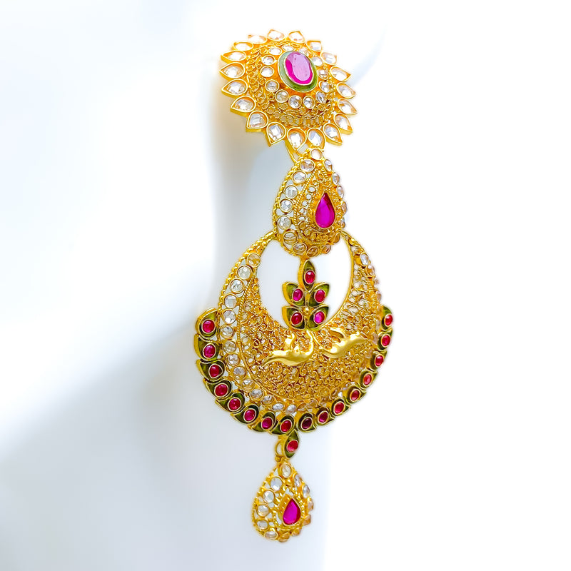 Intricate Filigree 22K Gold Antique Chand Bali Earrings