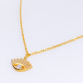 Unique Evil Eye 21k Gold CZ Necklace
