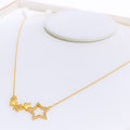 Asymmetrical Star Adorned 21k Gold CZ Necklace