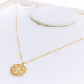 Radiant Round Flake 21k Gold CZ Necklace