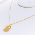 Dazzling Floral 21k Gold CZ Necklace