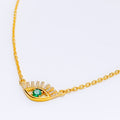 Vibrant Evil Eye 21k Gold CZ Necklace