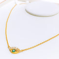 Vibrant Evil Eye 21k Gold CZ Necklace