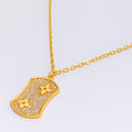 Modern Shiny Floral 21k Gold CZ Necklace