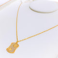 Modern Shiny Floral 21k Gold CZ Necklace