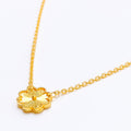 Decorative Floral 21k Gold Striped Necklace
