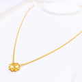 Decorative Floral 21k Gold Striped Necklace