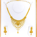 Intricate Floral Fanned 22k Gold Necklace Set