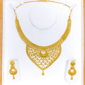Luxurious Netted Crescent 22k Gold Necklace Set