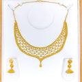 Graceful Laced 22k Gold V Necklace Set