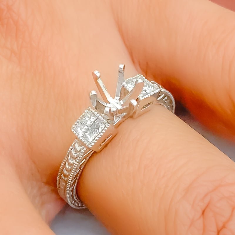 Minimalist Radiant Platinum + Diamond Setting