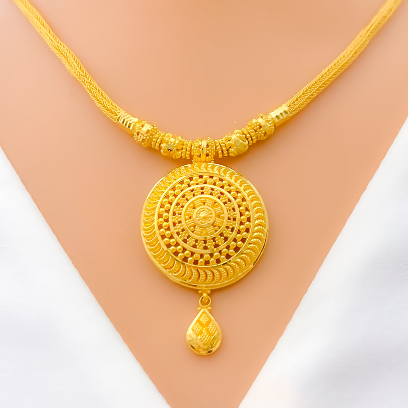 Decorative Domed 22k Gold Necklace Set