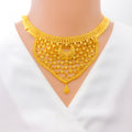 Luxurious Netted Crescent 22k Gold Necklace Set