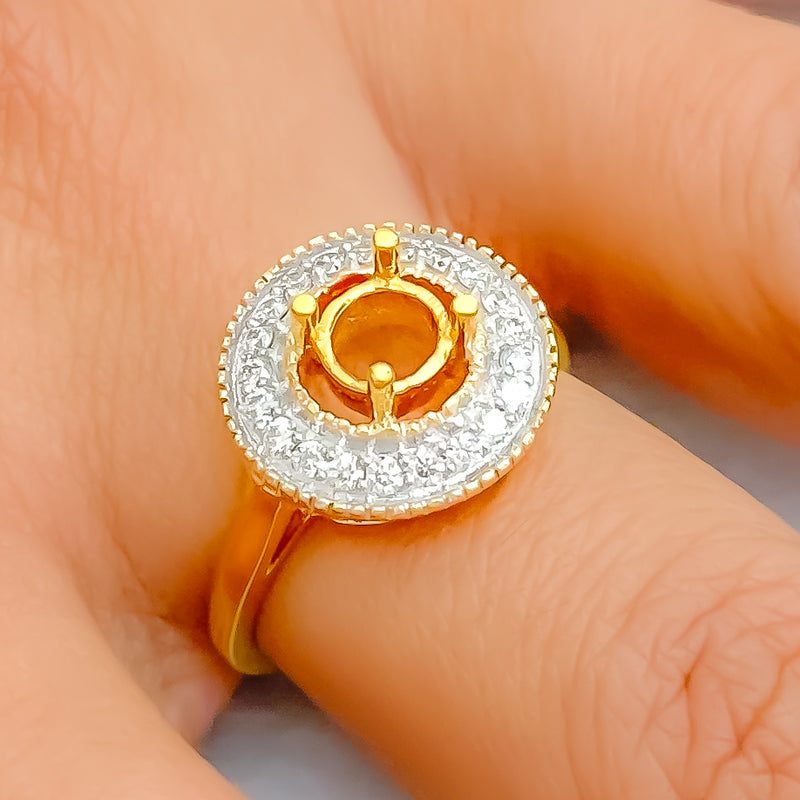 Rare Signature 18K Gold + Diamond Setting