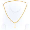 Dainty Tasseled 22k Gold CZ Pendant 