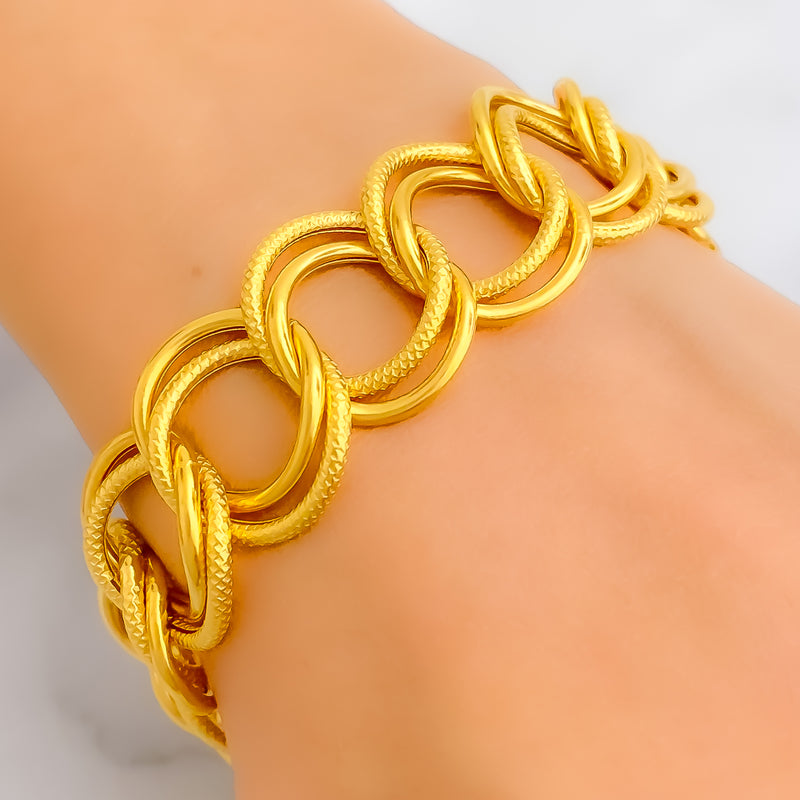 Charming Posh Hollow Link 22K Gold Bracelet 