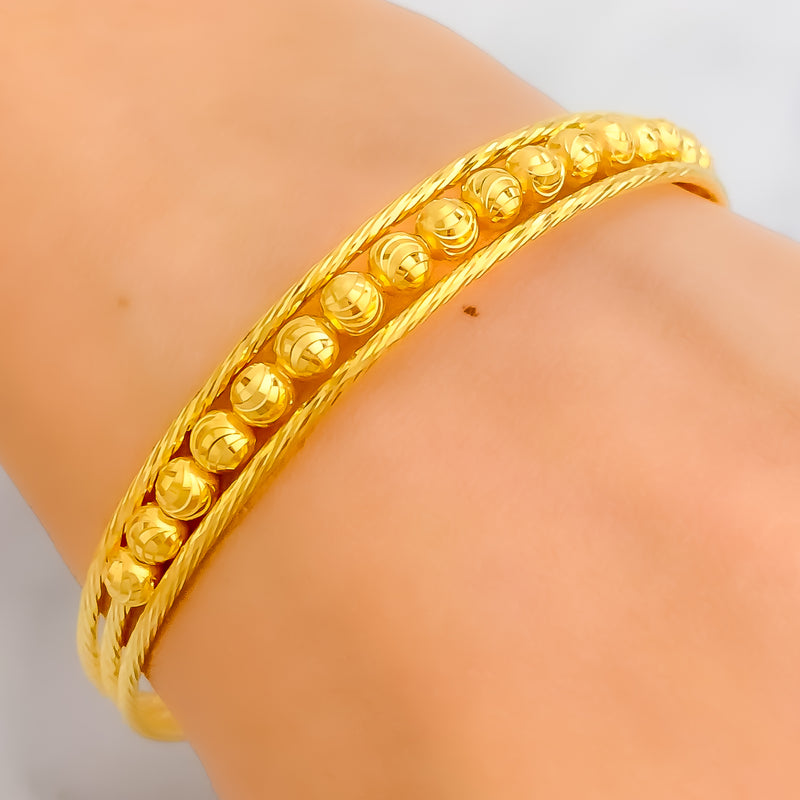 Satin Smooth 22k Gold Orb Bangle Bracelet 
