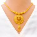 Ornate Open Flower 22k Gold Necklace Set