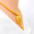 Ornate Open Flower 22k Gold Necklace Set