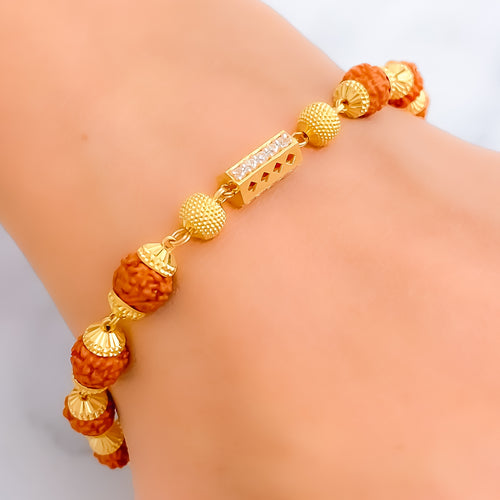 Polished Evergreen 22k Gold Rudraksh Bracelet