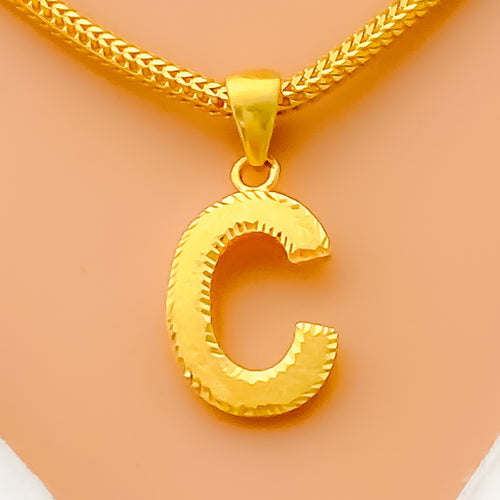 C 22k Gold Letter Pendant 