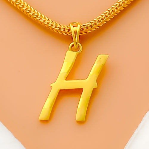 H 22k Gold Letter Pendant 