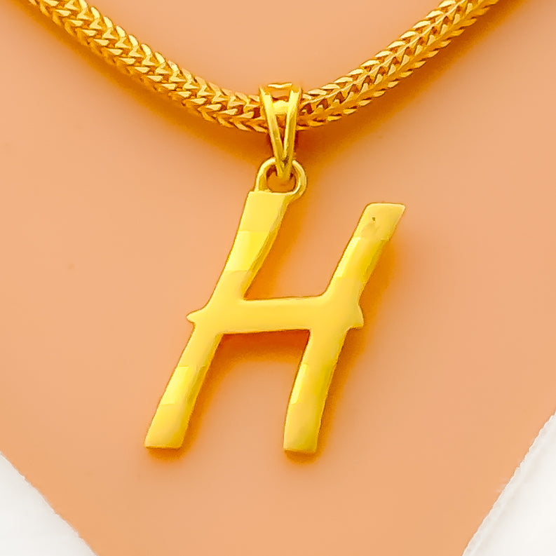 H 22k Gold Letter Pendant 