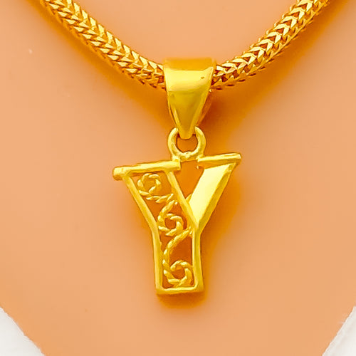 Y 22k Gold Letter Pendant 