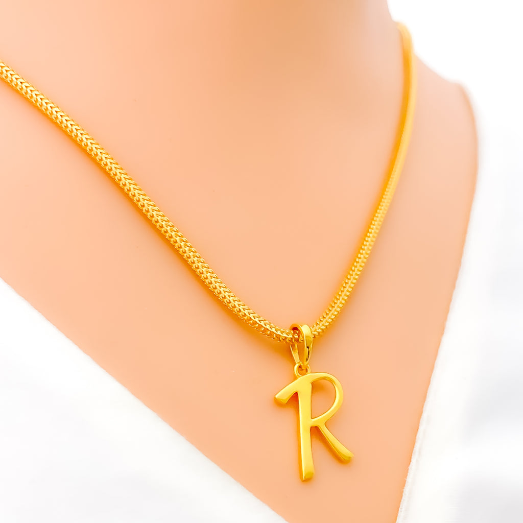 R 22k Gold Letter Pendant – Andaaz Jewelers