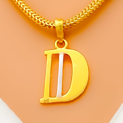 D 22k Gold Letter Pendant 