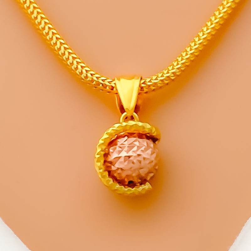 Special Curved 22k Rose Gold Orb Pendant 