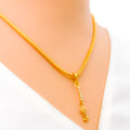 Dainty Tasseled 22k Gold CZ Pendant 