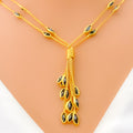 Trendy Tasteful Dangling 22k Gold CZ Necklace 