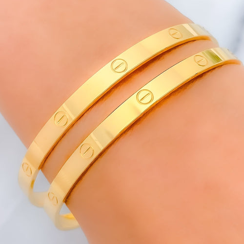 Contemporary High Finish 22k Gold Bangles 2.2