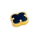 Majestic Black Onyx 21k Gold Clover Necklace Set w/ Gold Tassels
